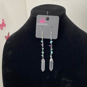 Paparazzi Silver and Blue Dangle Earrings